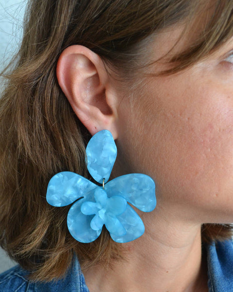 Boucles d'oreilles Fleurs Bleues