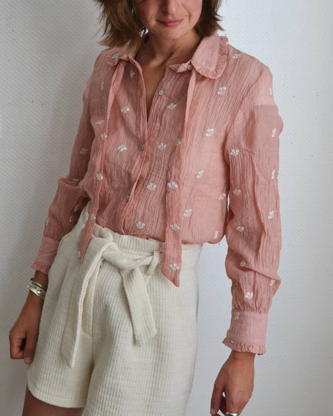 Blouse fleurie Saumon