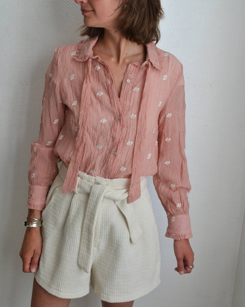 Blouse fleurie Saumon