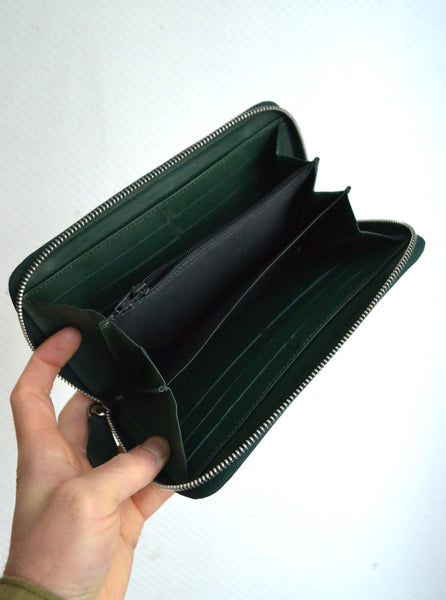 Portefeuille cuir vert