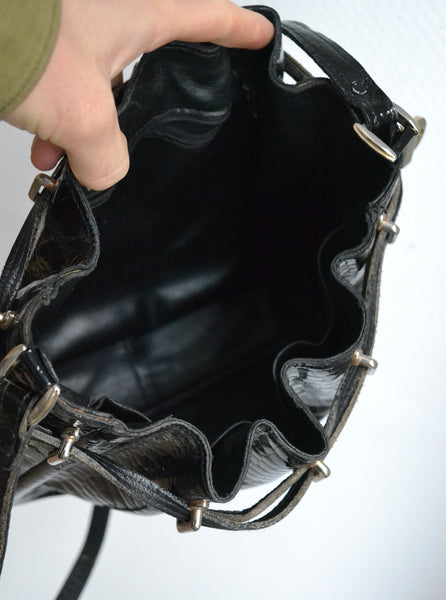 Sac Seau en cuir noir