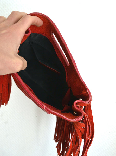 Sac à franges en cuir