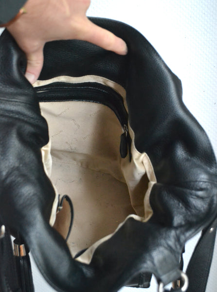 Sac Seau en cuir noir