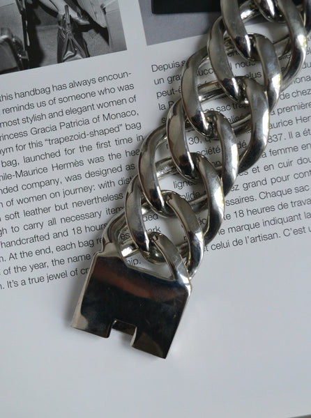 Bracelet manchette maillons argentés