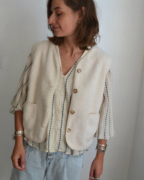 Gilet Sans Manche Sherpa écru