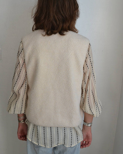 Gilet Sans Manche Sherpa écru
