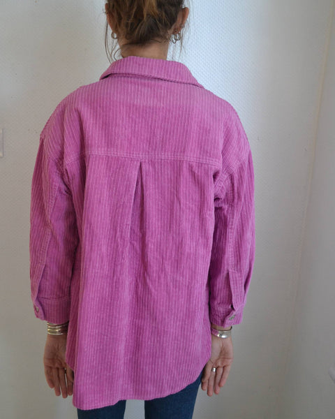 Surchemise velours côtelé Fuchsia
