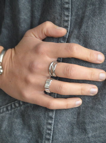 Bague crénelé en argent