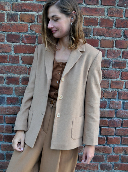 Veste Blazer Camel Laine et Cachemire Vintage