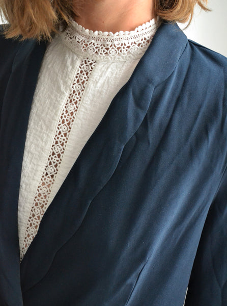 Veste Blazer Marine Festonnée