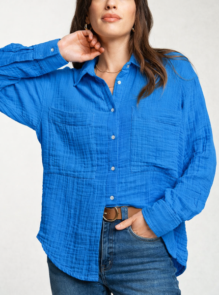 Blouse Bleue Gaze de coton