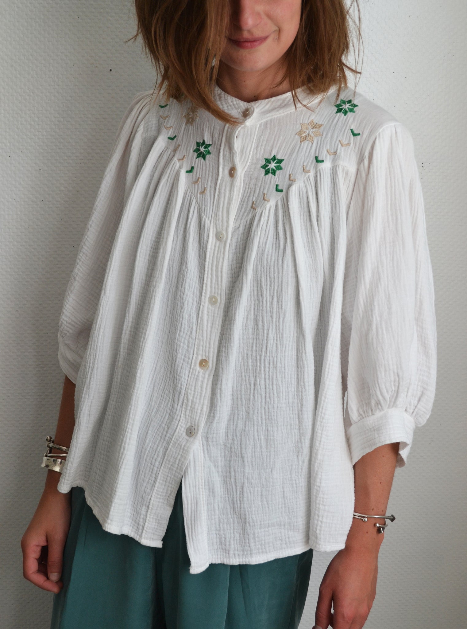 Blouse brodée Gaze de Coton