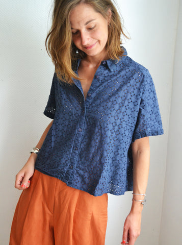 Blouse Broderies Marine