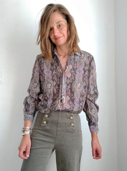 Blouse Cachemire Soie Vintage