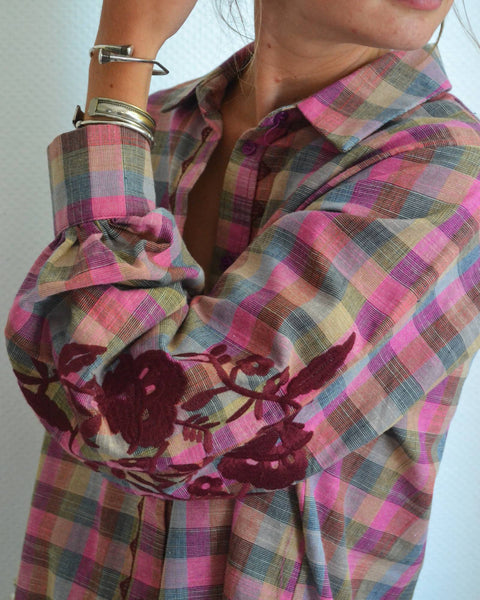 Blouse Carreaux Broderies