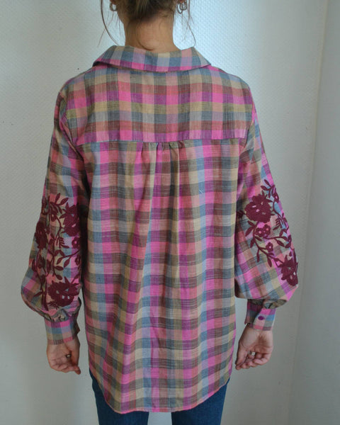 Blouse Carreaux Broderies