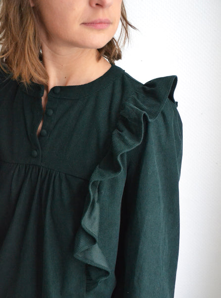 Blouse Côtelée Vert Sapin