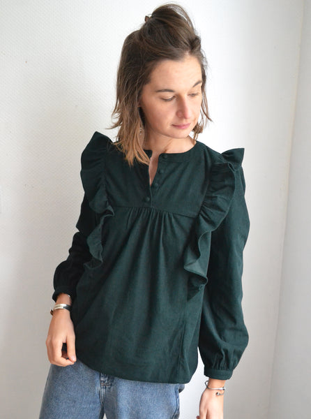 Blouse Côtelée Vert Sapin