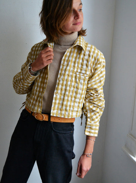 Blouse Crop Vichy Moutarde