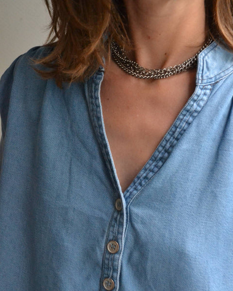Blouse Denim Manches Ballon