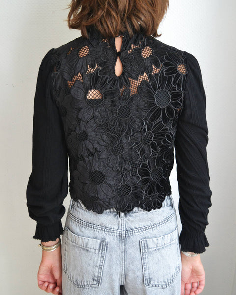Blouse dentelle Noire Sandro
