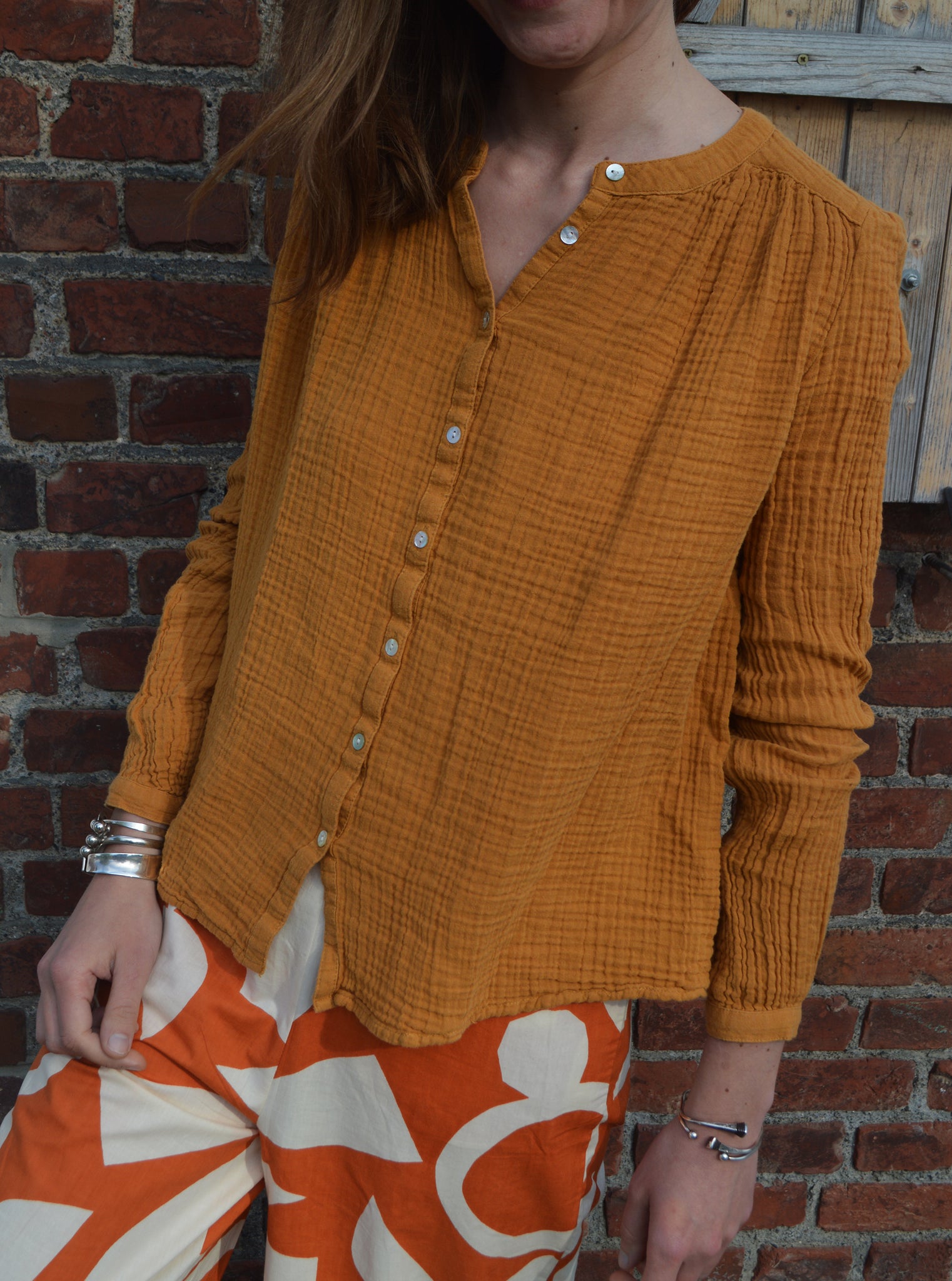 Blouse Gaze de coton Moutarde