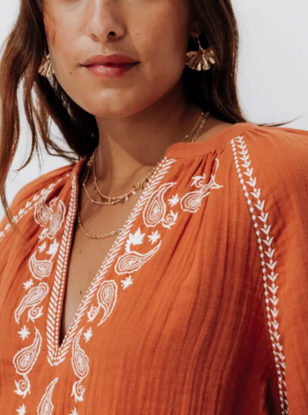 Blouse Terracotta Gaze de Coton