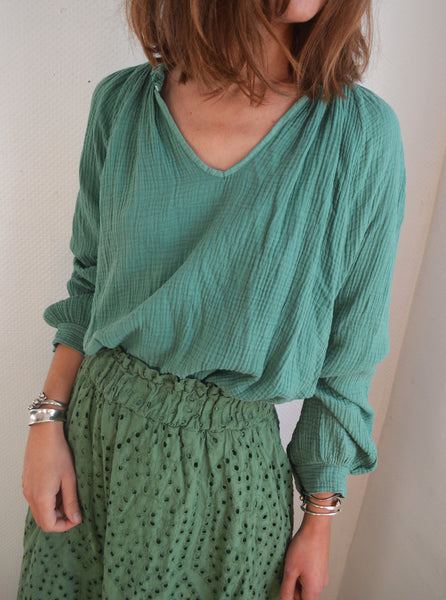 Blouse Gaze de coton Verte