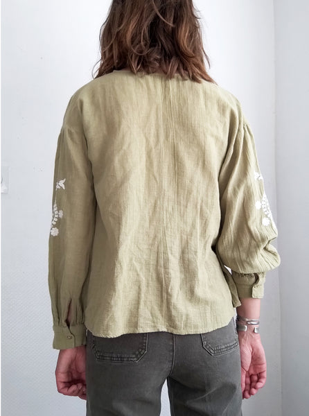 Blouse brodé Kaki