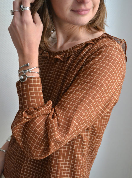 Blouse Carreaux Marron Charlior