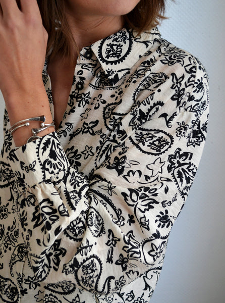 Blouse Paisley Noir & Blanc
