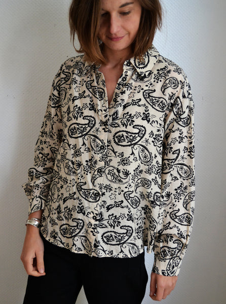 Blouse Paisley Noir & Blanc