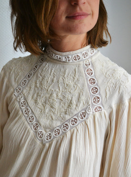 Blouse écrue Perlée