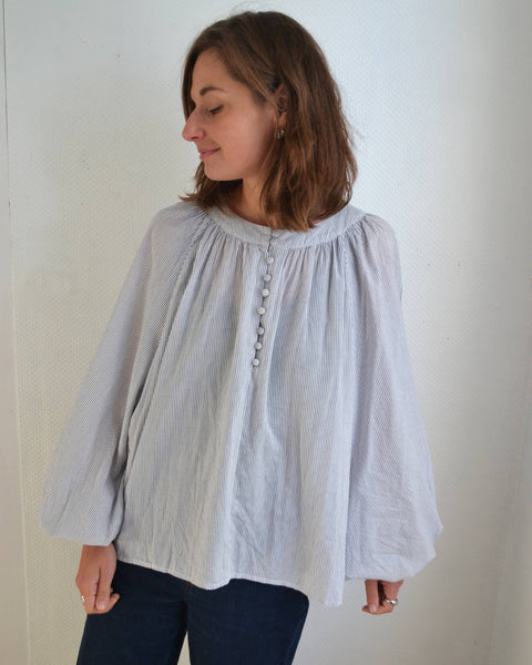 Blouse Rayée Manches Ballon
