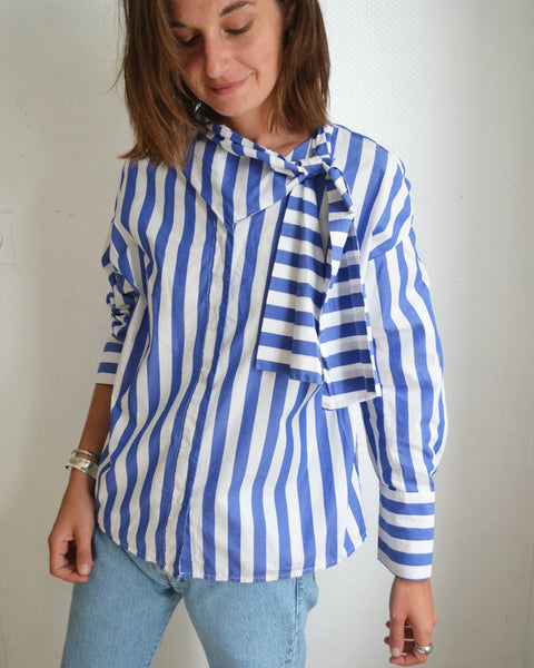 Blouse rayée bleu blanc