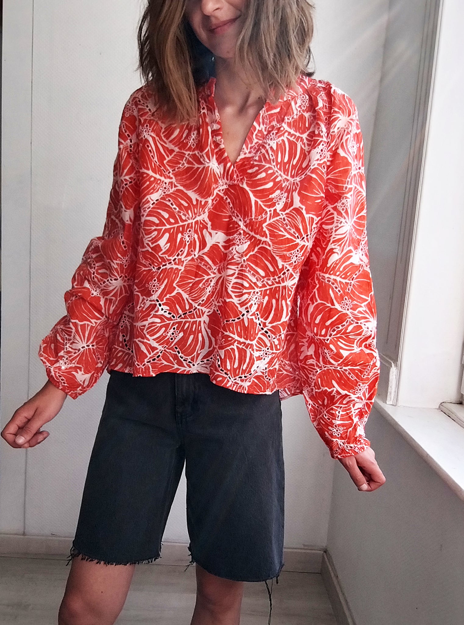 Chemise Red Broderies