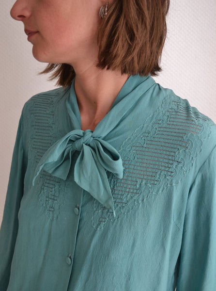 Blouse Soie Jade Vintage