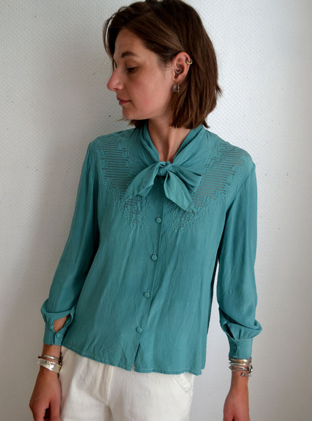 Blouse Soie Jade Vintage