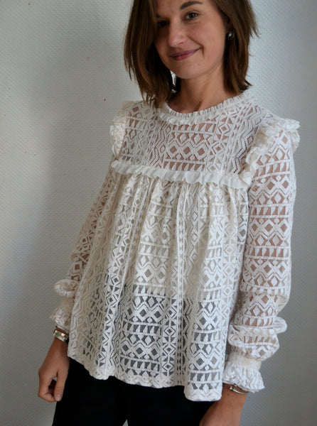 Blouse écrue Dentelle Suncoo