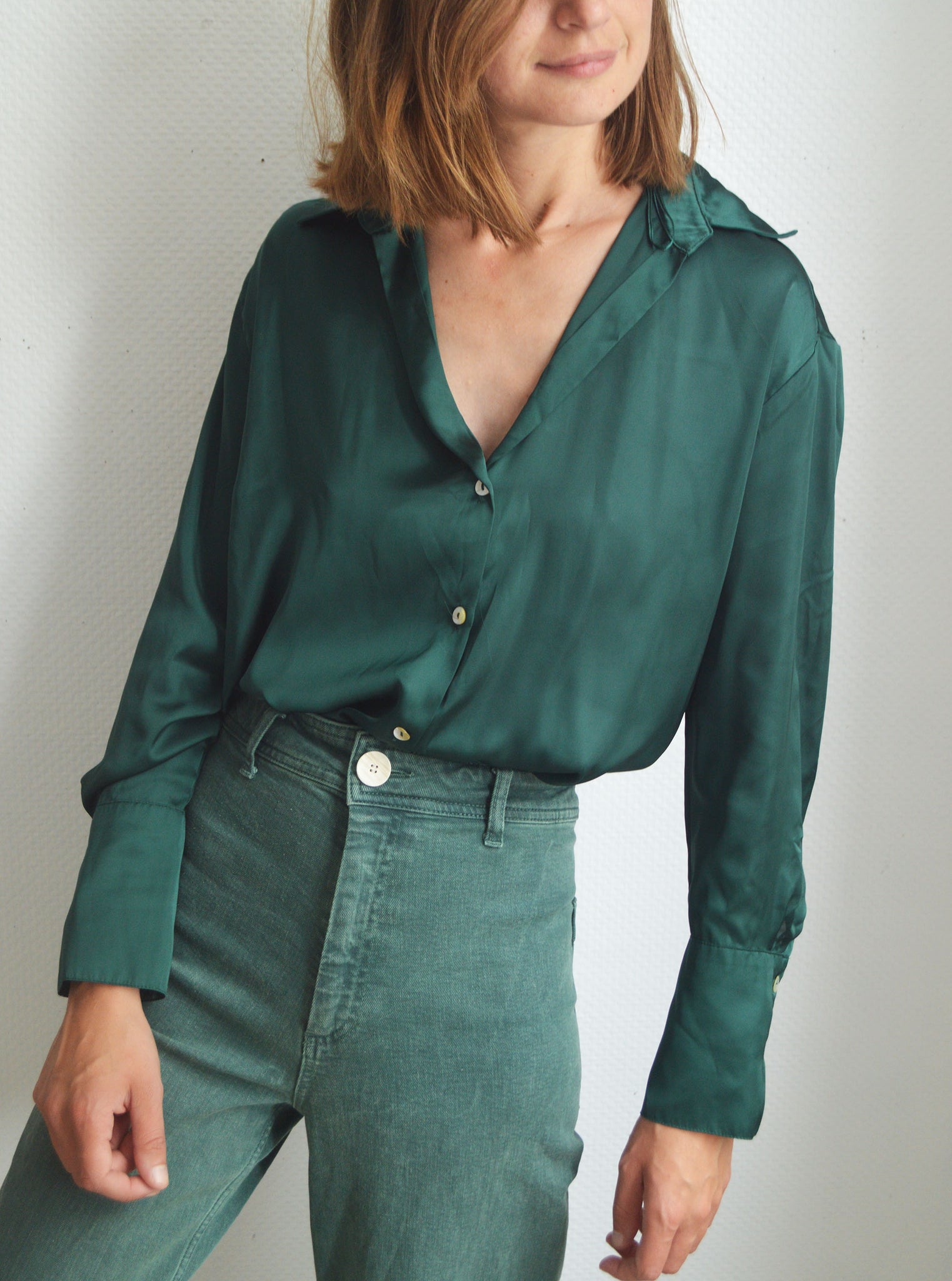 Blouse Vert Satin