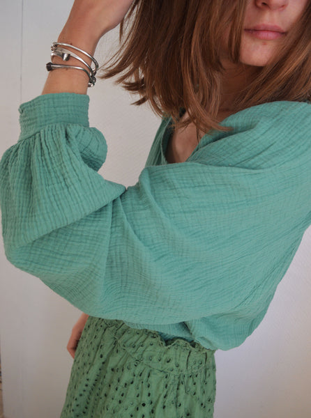 Blouse Gaze de coton Verte