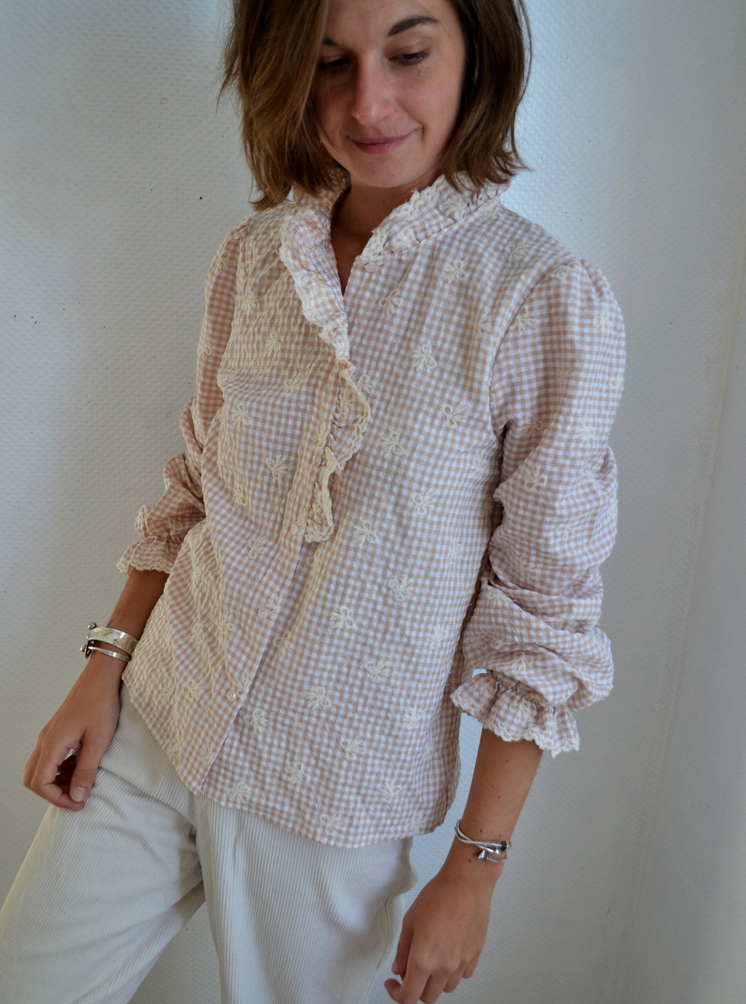 Blouse Vichy Nœuds Brodés