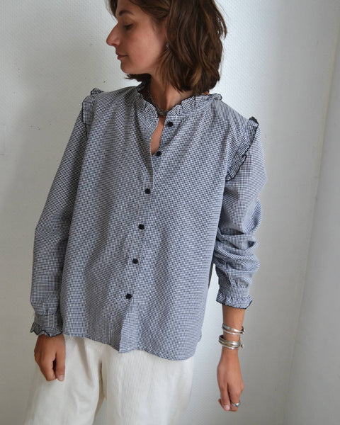 Blouse Vichy noir et blanc