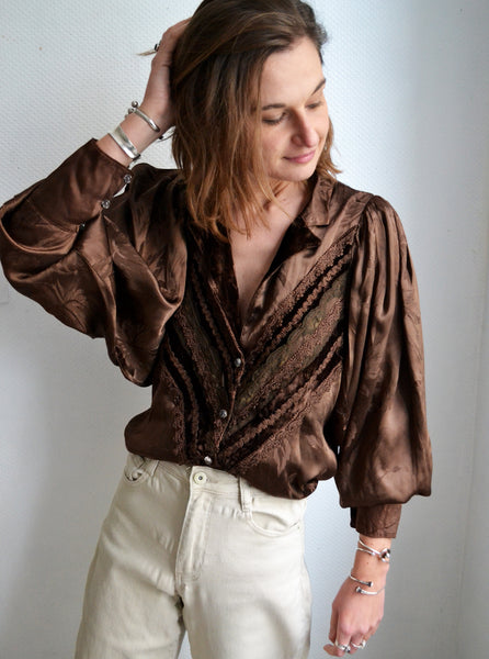 Blouse Vintage Marron Glacé