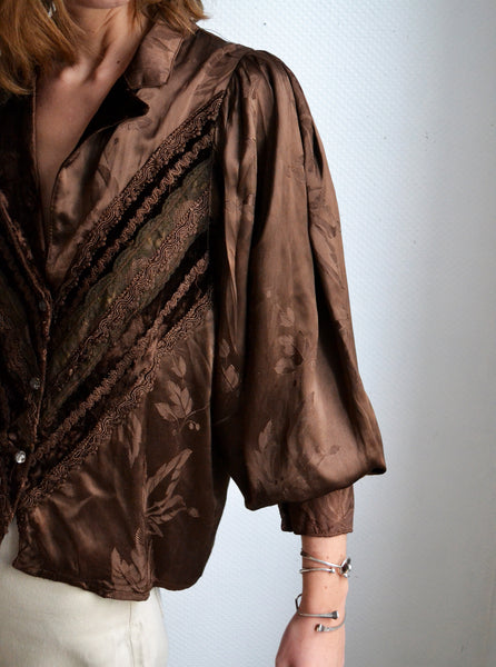 Blouse Vintage Marron Glacé
