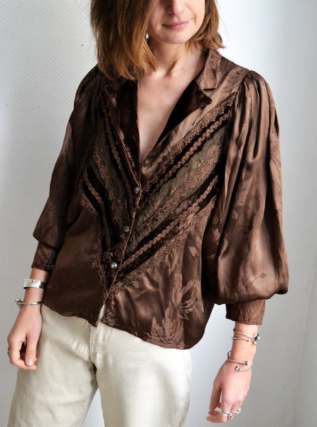 Blouse Vintage Marron Glacé