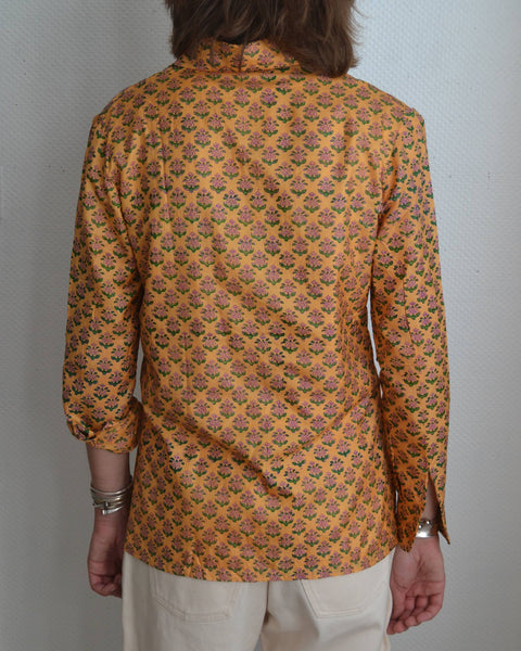 Blouse Soie Tissu Indien Orange