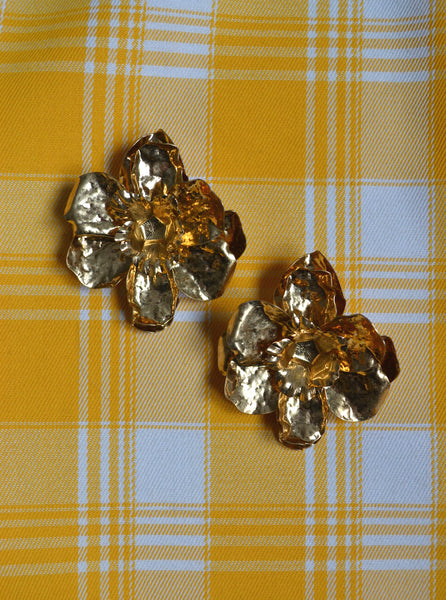 Boucles d'oreilles fleurs dorées