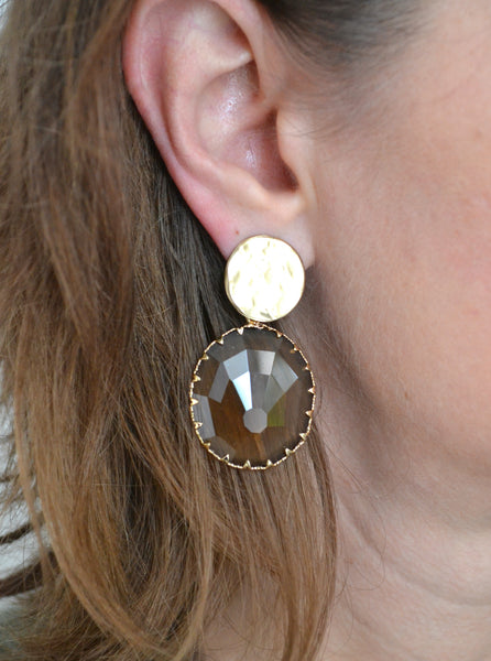 Boucles d'Oreilles dorées facettes