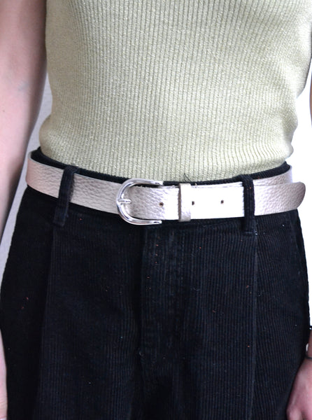 Ceinture en cuir Argentée T38